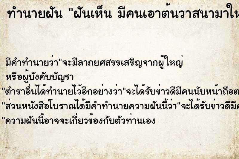 ทำนายฝัน ฝันเห็น มีคนเอาต้นวาสนามาให้ มีคนเอาต้นวาสนามาให้